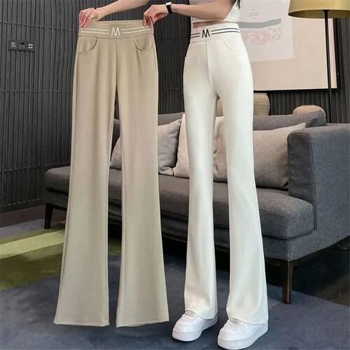 Oversize 4xl High Wasit Slim Flare Pants Womens Classics Cas