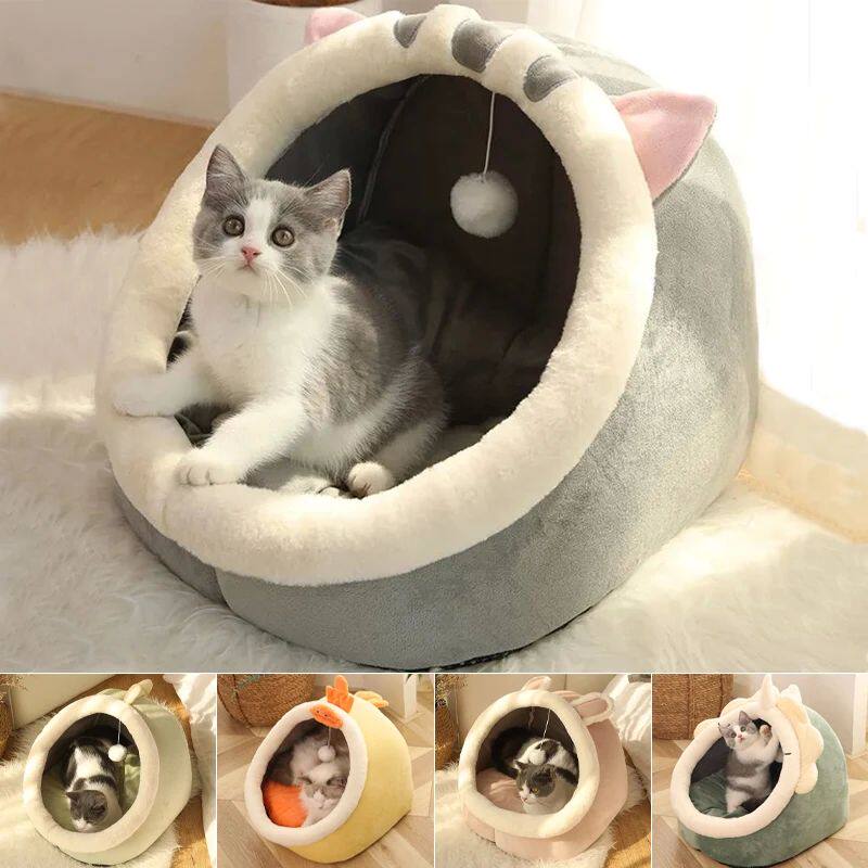 Deep Sleep Cat Bed Warm Pet Basket Cozy Cat House Kitten Lou
