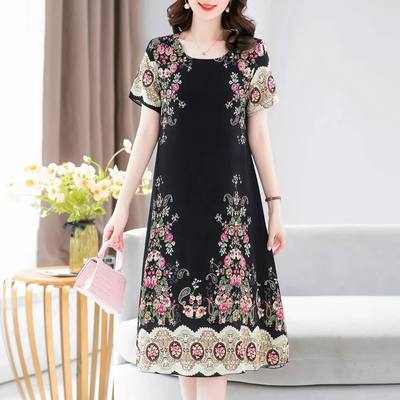 Women'S Dress Fashion Loose 3d Noble Rose Print Long New Fas