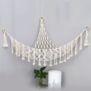 Boho Plush Toy Hammock Triangular Shape Hanging Mesh Storage