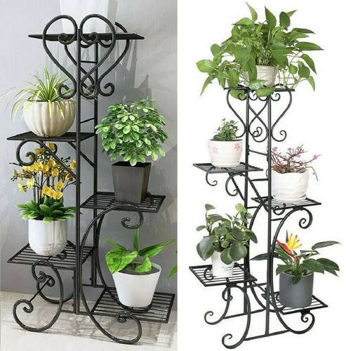 5 Tiered Tall Plant Stand Indoor Iron Planter Shelf Rack Gar