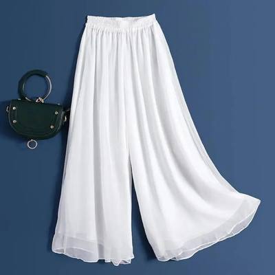 Fashion Woman Casual Chiffon Wide Leg Pants Big Size Loose S