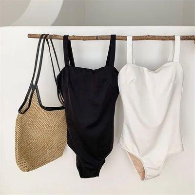 2023 new one-piece swimsuit women retro simple dead reservoi