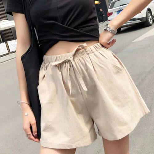 Summer Cotton Linen Shorts High Waisted Short Pants Fashion