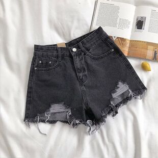 Feynzz Casual Blue Denim Shorts Women Sexy High Waist Button