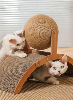 2 In 1 Cat Scratching Ball Wooden Cat Scratcher Sisal Scratc