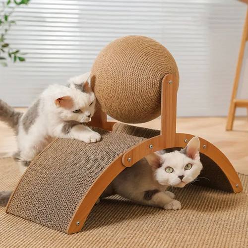 2 In 1 Cat Scratching Ball Wooden Cat Scratcher Sisal Scratc