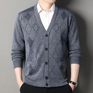 Men's Casual Cardigan Jacket V-neck Sweater Men's Autumn Win