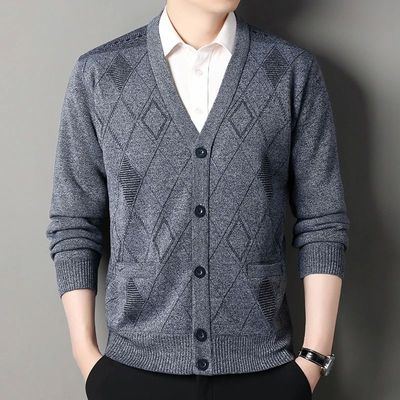 Men's Casual Cardigan Jacket V-neck Sweater Men's Autumn Win