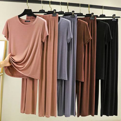 Summer Modal Homewear 2pcs Pajamas set Short sleeve Tops and