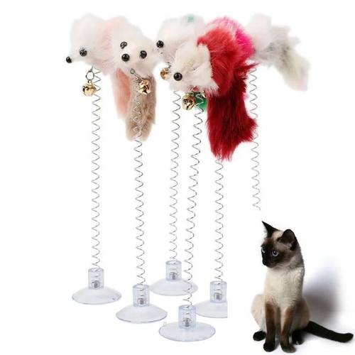 Cartoon Pet Cat Toy Stick Feather Rod Mouse Toy with Mini Be