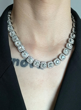 高级感欧美蹦迪宝石镶钻锁骨链