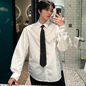 衬衫 长袖 男款 韩版 衬衣 子上男装 潮流百搭四季 高级感纯色弯刀袖