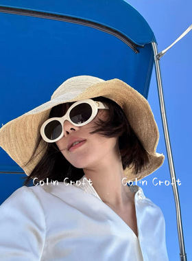 Colin Croft  度假匕备！白色猫眼太阳眼镜 遮阳墨镜 显脸小 女
