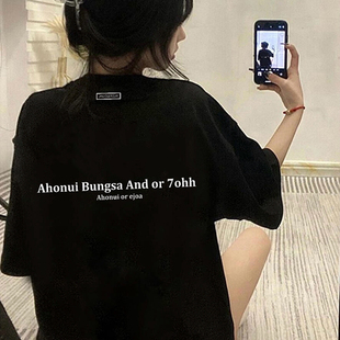 宽松设计感小众上衣情侣装 美式 2025年新款 高街纯棉短袖 t恤女夏季