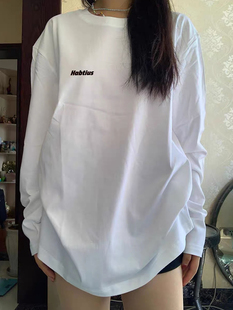 美式潮牌白色长袖t恤女纯棉秋季2023新款宽松百搭港风chic上衣服
