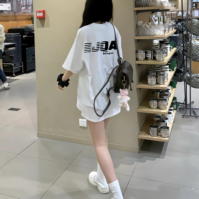 潮牌字母短袖白色T恤女上衣重磅