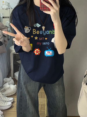 短袖韩版夏季印花纯棉男女