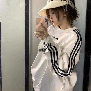 早秋chic长袖t恤女宽松慵懒风美式潮牌秋季内搭打底情侣初秋上衣