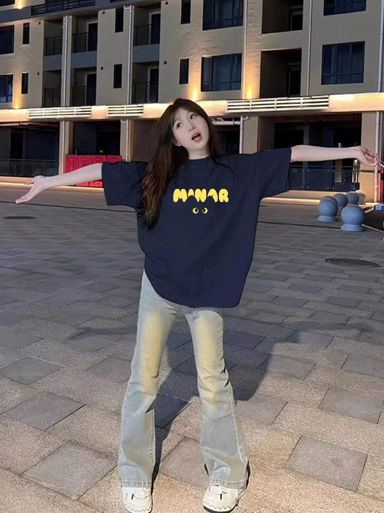 短袖美式重磅印花纯棉男女
