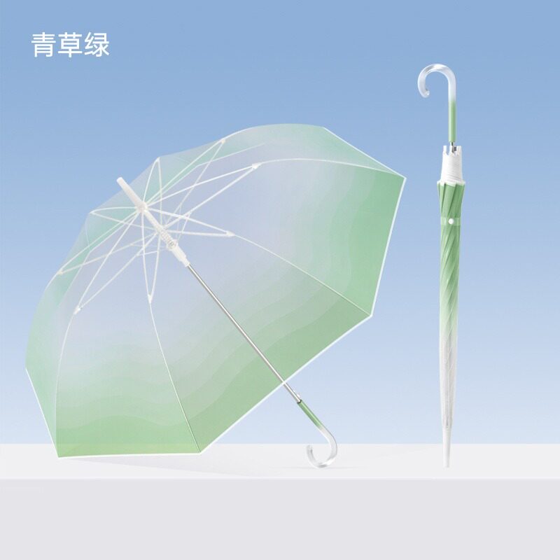 16骨网红复古透明雨伞长柄透明伞