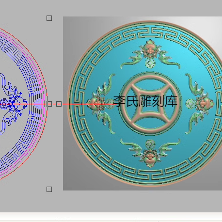 李氏雕刻库精雕图五福靠背浮雕图铜钱靠背灰度图雕刻图木雕蝙蝠圆