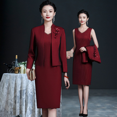 秋冬高端喜婆婆婚宴装端庄气质中年时尚套装裙婚礼妈妈礼服连衣裙