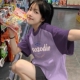 T恤女夏季 hiphop潮牌美式 复古插肩短袖 oversize宽松学生全棉上衣