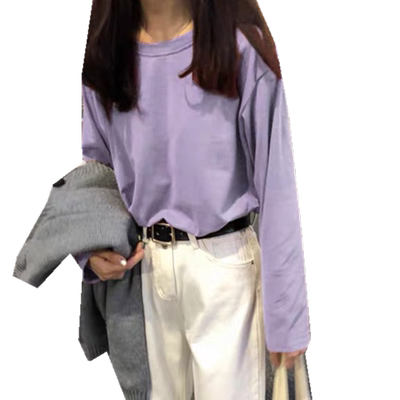 港风长袖t恤女早秋内搭打底衫韩版宽松百搭慵懒风ins女上衣打底衫