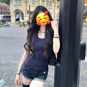 t恤女夏季 025新款 基础款 韩系正肩u领短袖 修身 显瘦收腰甜辣妹上衣