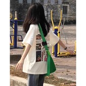 百搭宽松半袖 纯棉美式 潮牌ins上衣 新款 韩版 杏色卡通短袖 t恤女夏季