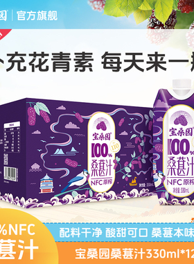 宝桑园100%桑葚汁NFC桑果汁桑椹汁330ml*12瓶整箱小包装便携装