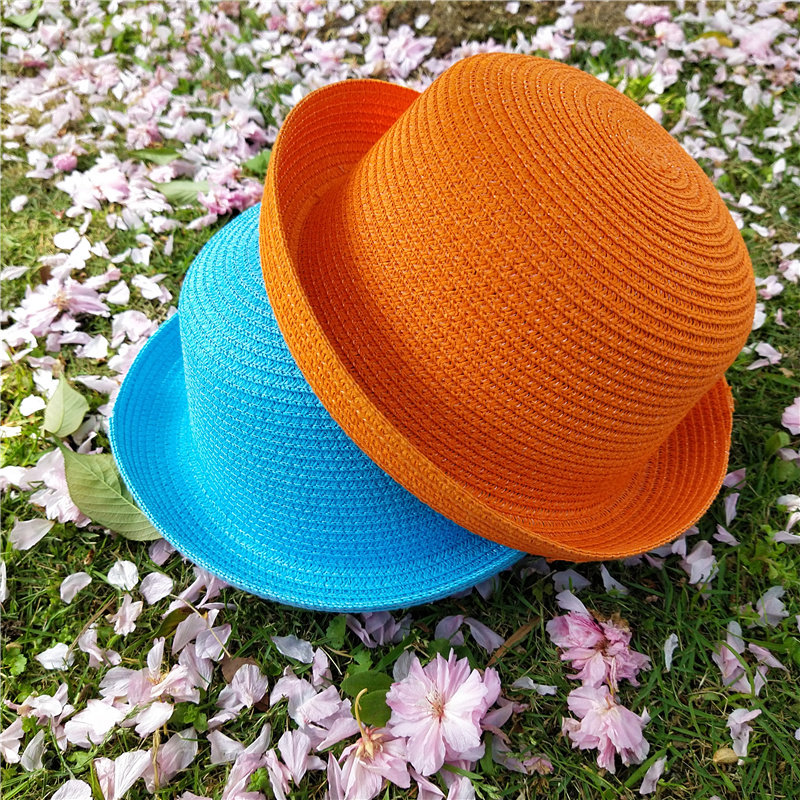 卷边帽纸草帽男女帽圆帽出门旅游帽子
