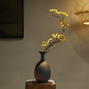 新中式陶瓷禅意花瓶现代台面插花摆件茶室客厅民宿侘寂风装饰品