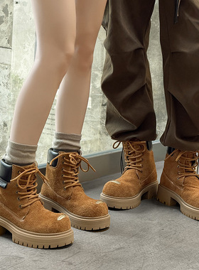 男女大黄靴情侣款厚底英伦风休闲大头马丁靴43156-44156-j