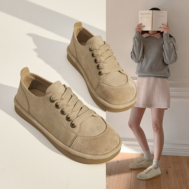 新款丑萌厚底勃肯鞋女真皮单鞋女2026春季复古休闲鞋反绒板鞋女鞋