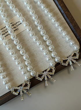 法式珍珠项链锆石蝴蝶结颈链女2025新款锁骨链轻奢小众高级感配饰