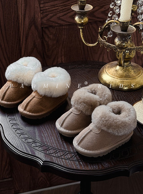 真皮英国NUBE童鞋羊毛雪地靴女童棉鞋冬季新款小童宝宝保暖大棉靴