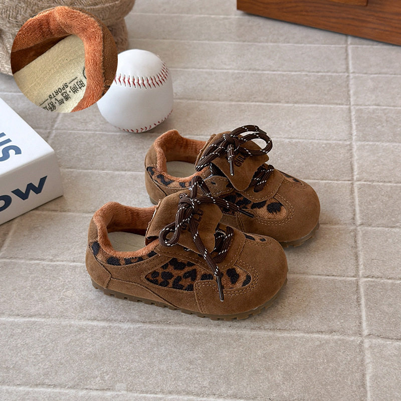 儿童德训鞋2026春秋季新款韩版女童豹纹阿甘鞋男童软底运动跑步鞋