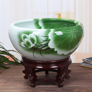 大口径景德镇陶瓷花盆碗莲荷花盆家用水培养植特大号绿萝盆景盆栽