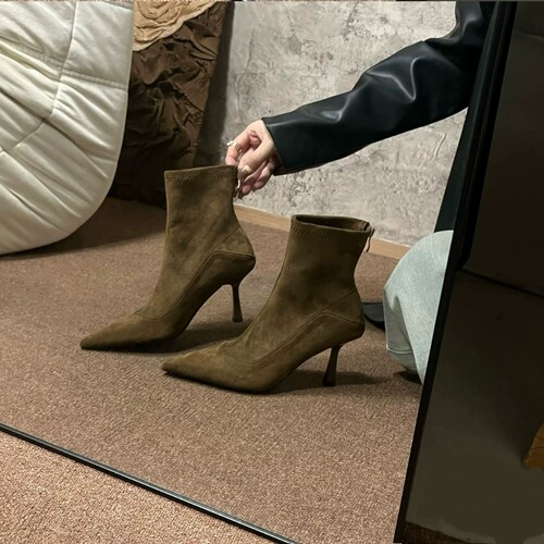 及踝短靴女短筒瘦瘦靴细高跟靴子