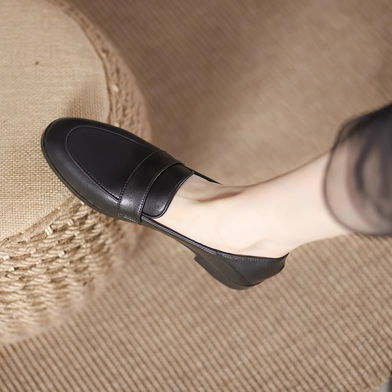 青蕴真皮乐福鞋平底英伦风小皮鞋