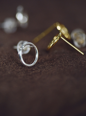 【DSz】保色925银针焊圆环耳钉 1cm圆圈耳环配件 diy手工饰品