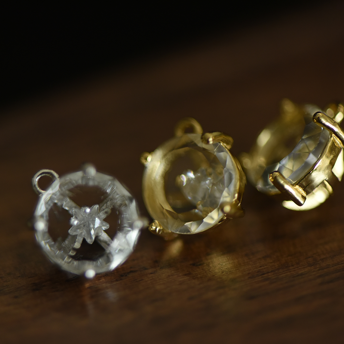 镀金镀银透视锆石项链吊坠