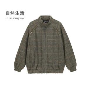 简约铆钉工装 自然男装 新款 美式 夹克男复古立领外套 潮牌2025秋季