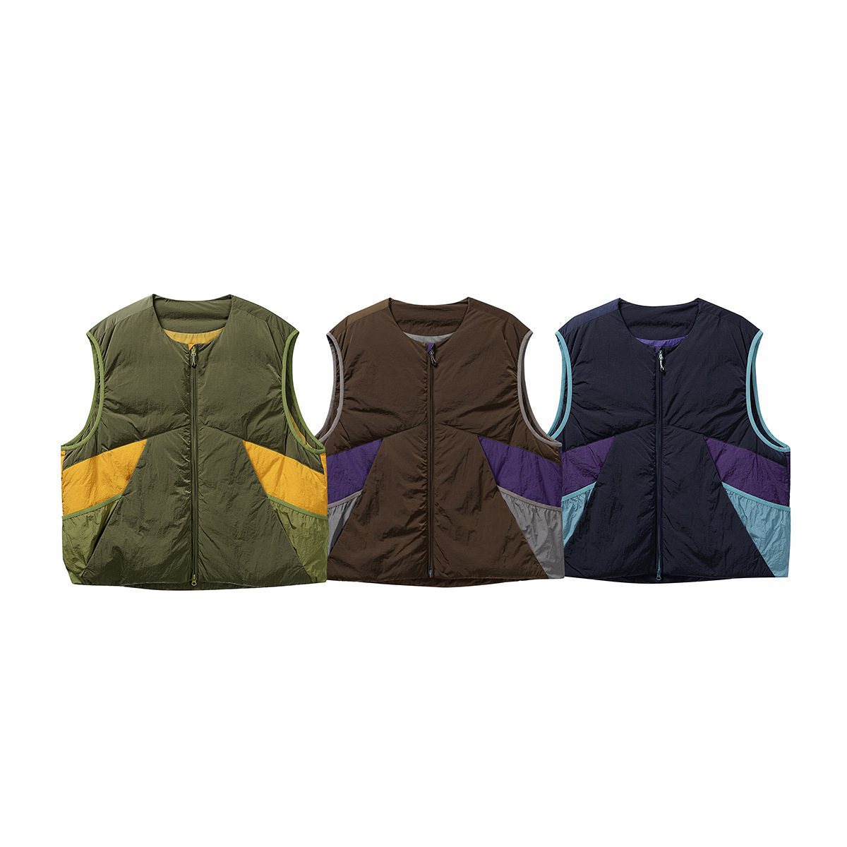 自然男装 2025冬季新款户外羽绒服马甲男潮牌设计感拼接保暖外套