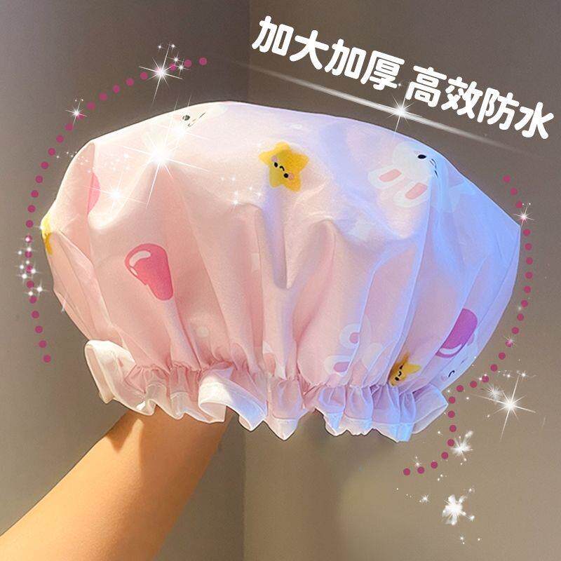浴帽防水洗澡帽女款家用沐浴帽新款防湿头发套厨房防油烟加厚双层