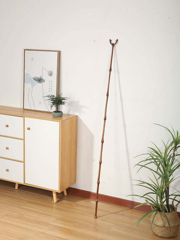 中式大漆筇竹手工竹制长实木画叉画杆画叉杆节杆画书画挑画晾衣杆