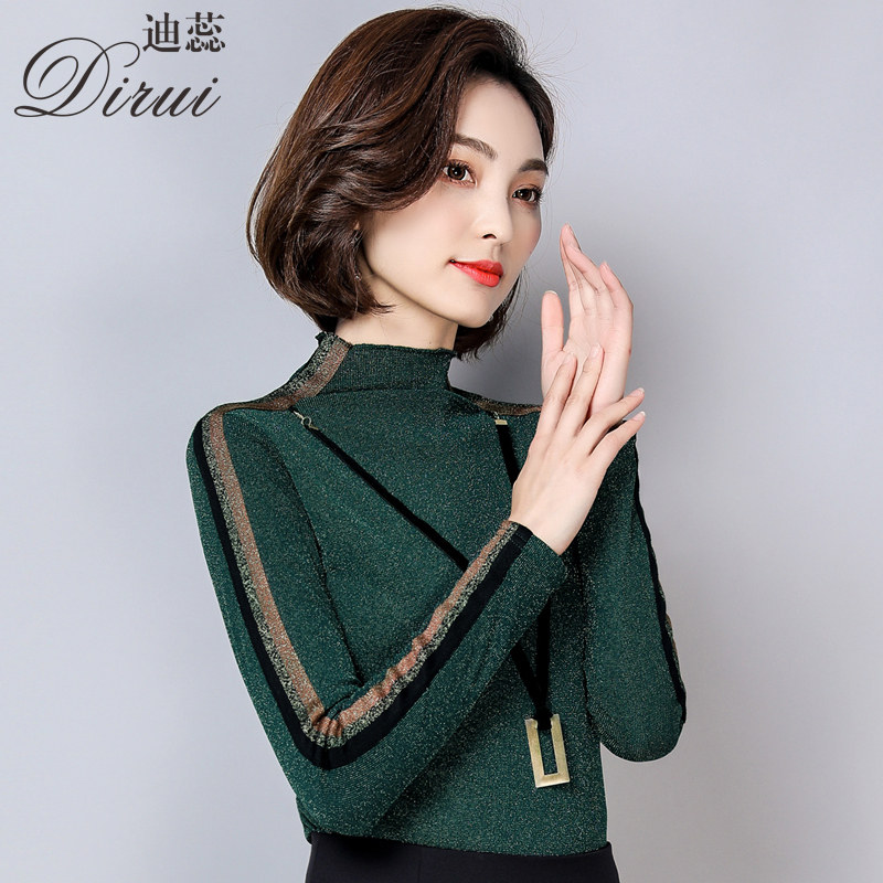 长袖加厚t恤女秋衣2020新款内搭网纱加绒蕾丝打底衫秋冬洋气上衣