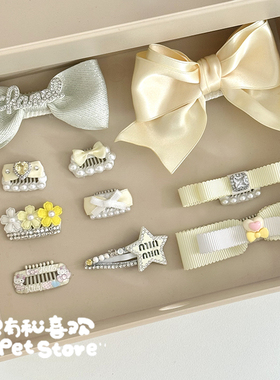 手工迷你碎发宠物bb夹蝴蝶结发夹饰品猫咪头饰约克夏马尔济斯比熊